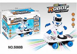 רובוט על סקייטבורד מדליק אורות ומנגן קונים רק באטרקציה מהיבואן לצרכן