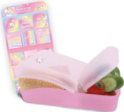 קופסת אוכל מחולקת 2 תאים חד קרן עם מדבקות קונים רק באטרקציה מהיבואן לצרכן