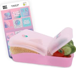 קופסת אוכל מחולקת 2 תאים סמיילי עם מדבקות - ורוד קונים רק באטרקציה מהיבואן לצרכן