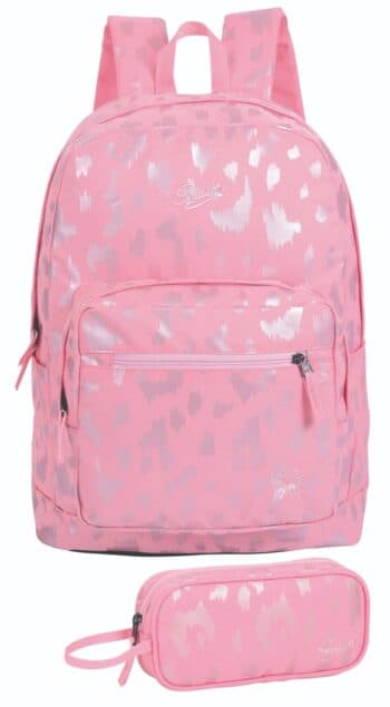 תיק לבית ספר עם קלמר- ורוד כסף מנומר קונים רק באטרקציה מהיבואן לצרכן