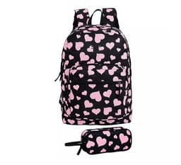 תיק לבית ספר עם קלמר- שחור עם לבבות קונים רק באטרקציה מהיבואן לצרכן