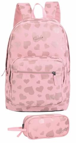 תיק לבית ספר עם קלמר- ורוד עם לבבות קונים רק באטרקציה מהיבואן לצרכן