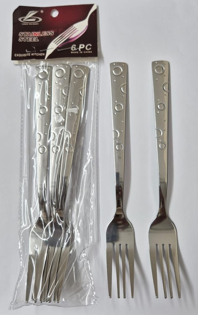 6 יחידות מזלגות נירוסטה - דגם עיגולים קונים רק באטרקציה מהיבואן לצרכן