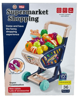 עגלת סופר עם מצרכים קונים רק באטרקציה מהיבואן לצרכן