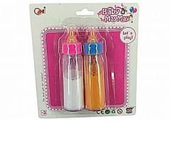 זוג בקבוקים לחלב ומיץ לבובה קונים רק באטרקציה מהיבואן לצרכן