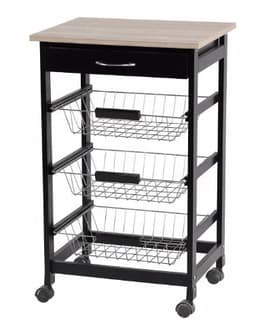 עגלת אחסון מעץ 3 קומות עם מגירה ומשטח עץ קונים רק באטרקציה מהיבואן לצרכן