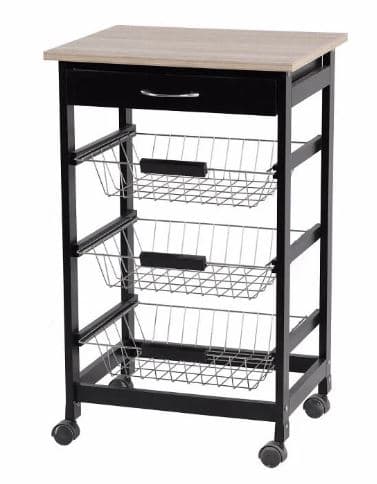 עגלת אחסון מעץ 3 קומות עם מגירה ומשטח עץ קונים רק באטרקציה מהיבואן לצרכן