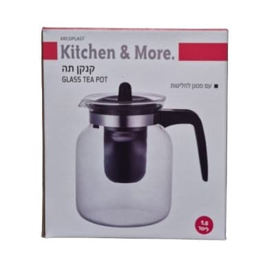 קנקן תה זכוכית עם מסננת לחליטות - 1.5 ליטר קונים רק באטרקציה מהיבואן לצרכן