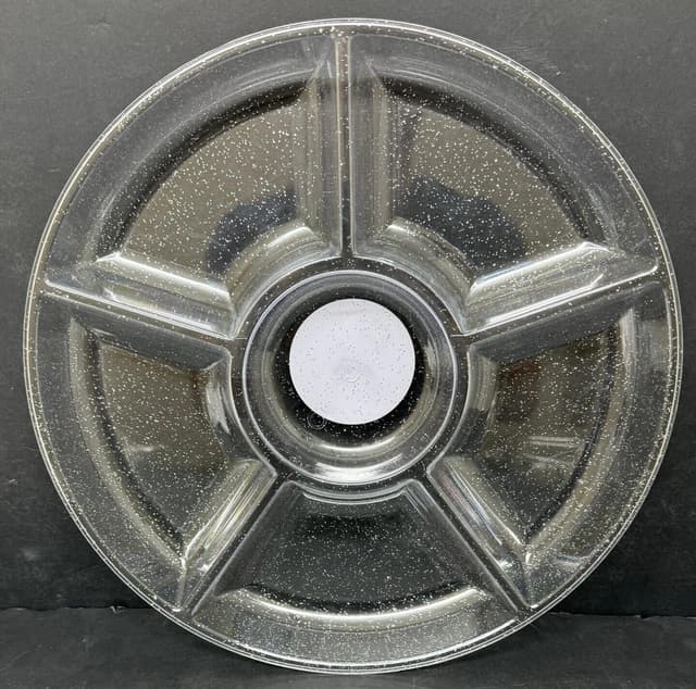 מגש עגול מחולק ל6- קטן נצנצים כסף