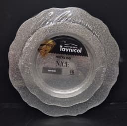 סט 16 צלחות חד פעמי מהודרות - כסף נצנץ קונים רק באטרקציה מהיבואן לצרכן