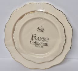 סט 16 צלחות חד פעמי מהודרות - קרם עם פס זהב קונים רק באטרקציה מהיבואן לצרכן