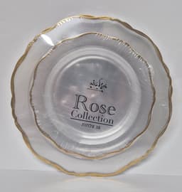 סט 16 צלחות חד פעמי מהודרות -שקוף עם פס זהב קונים רק באטרקציה מהיבואן לצרכן