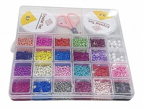 ערכת חרוזים במזוודה מיני 24 תאים עם מספריים וחוט קונים רק באטרקציה מהיבואן לצרכן