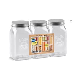 חבילה 3 צנצנות פלסטיק 700 מ"ל כל צנצנת , מכסים בצבעים שחור/אפור/לבן קונים רק באטרקציה מהיבואן לצרכן