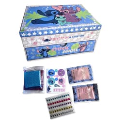 תיבת תכשיטים לקישוט לילו וסטיץ עם 8 דפי מדבקות גליטר, דף מדבקות , אבנים לקישוט ושתי הפתעות קונים רק באטרקציה מהיבואן לצרכן