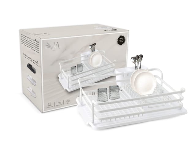 מתקן אלומניום לייבוש כלים עם מגש ומתקן לסכום כ - 43X32X14 ס"מ - לבן קונים רק באטרקציה מהיבואן לצרכן