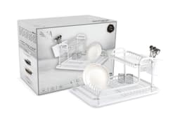 מתקן אלומניום לייבוש כלים 2 קומות עם מגש ומתקן לסכום כ - 40X29X21 ס"מ - כסף קונים רק באטרקציה מהיבואן לצרכן