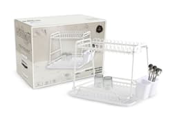 מתקן אלומניום לייבוש כלים 2 קומות עם מגש ומתקן לסכום כ - 43X32X32ס"מ - לבן קונים רק באטרקציה מהיבואן לצרכן