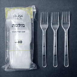 חבילה 40 מזלגות חד פעמי קשיחות שקוף/קרם קונים רק באטרקציה מהיבואן לצרכן