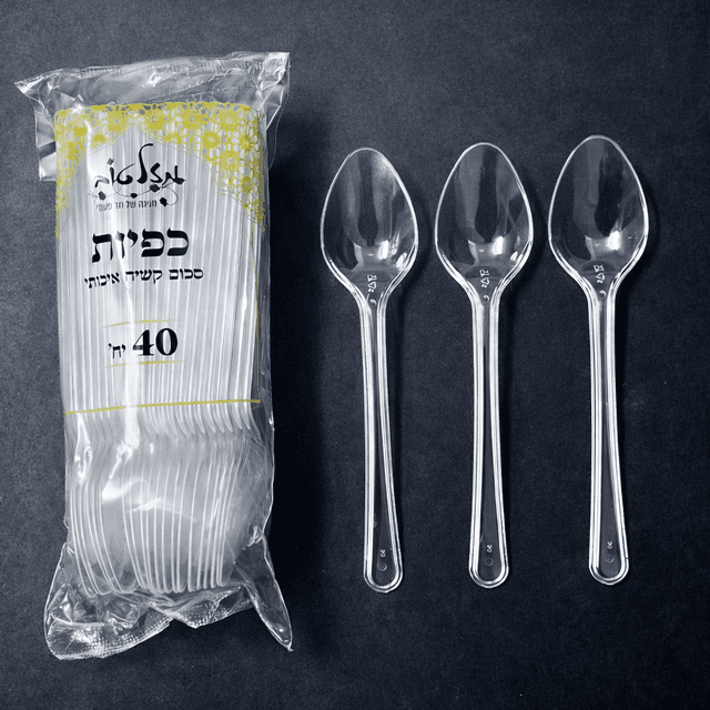 חבילה 40 כפיות חד פעמי קשיחות שקוף/קרם קונים רק באטרקציה מהיבואן לצרכן