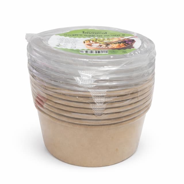 חבילה 6 קופסאות קרטון קראפט חד פעמי עם 6 מכסים כ - 1000מ"ל קונים רק באטרקציה מהיבואן לצרכן