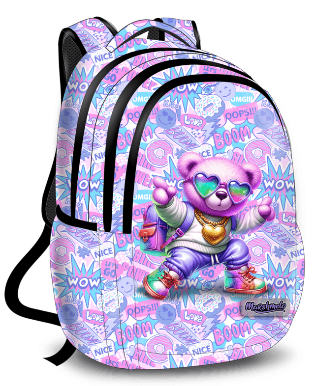 תיק גב לבית ספר – 3 תאים, גב מרופד / דובי לבבות קונים רק באטרקציה מהיבואן לצרכן