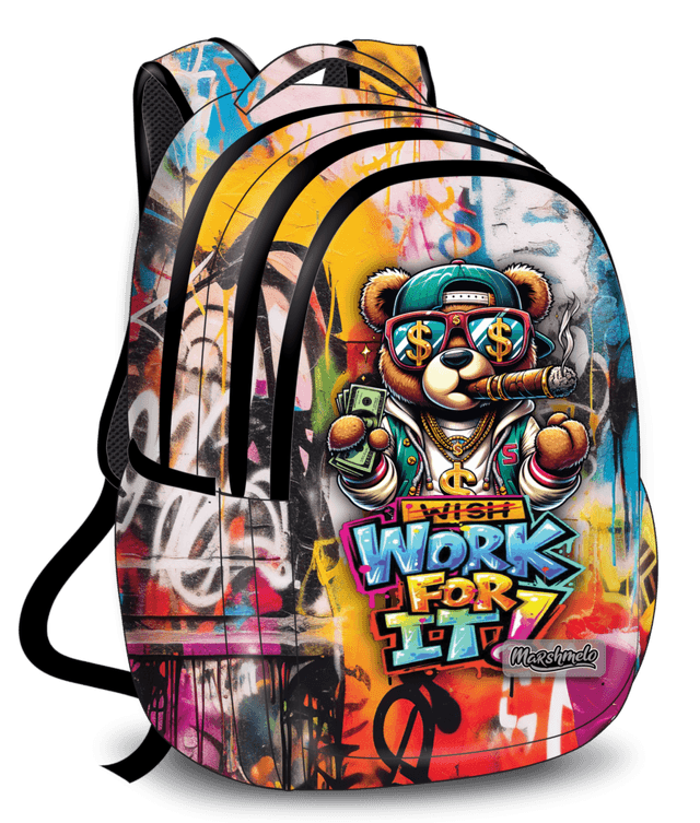 תיק גב לבית ספר – 3 תאים, גב מרופד / דובי גרפיטי קונים רק באטרקציה מהיבואן לצרכן