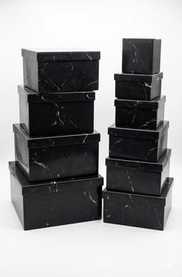 סט של 10 קופסאות מתנה מעוצבות, בגדלים שונים, שחור דמוי שיש קונים רק באטרקציה מהיבואן לצרכן
