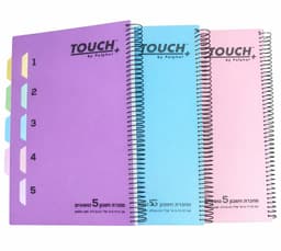 מחברת ספירלה גדולה עבה 5 נושאים חשבון בגודל A4 צבעי פסטל קונים רק באטרקציה מהיבואן לצרכן