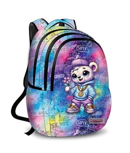 תיק גב לבית ספר – 3 תאים, גב מרופד / דובי גרפיטי קונים רק באטרקציה מהיבואן לצרכן