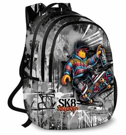תיק גב לבית ספר – 3 תאים, גב מרופד / סקייט גרפיטי קונים רק באטרקציה מהיבואן לצרכן