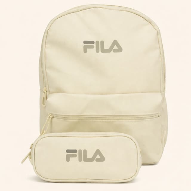 תיק גב FILA בעל 2 תאים וקלמר צבע שמנת קונים רק באטרקציה מהיבואן לצרכן