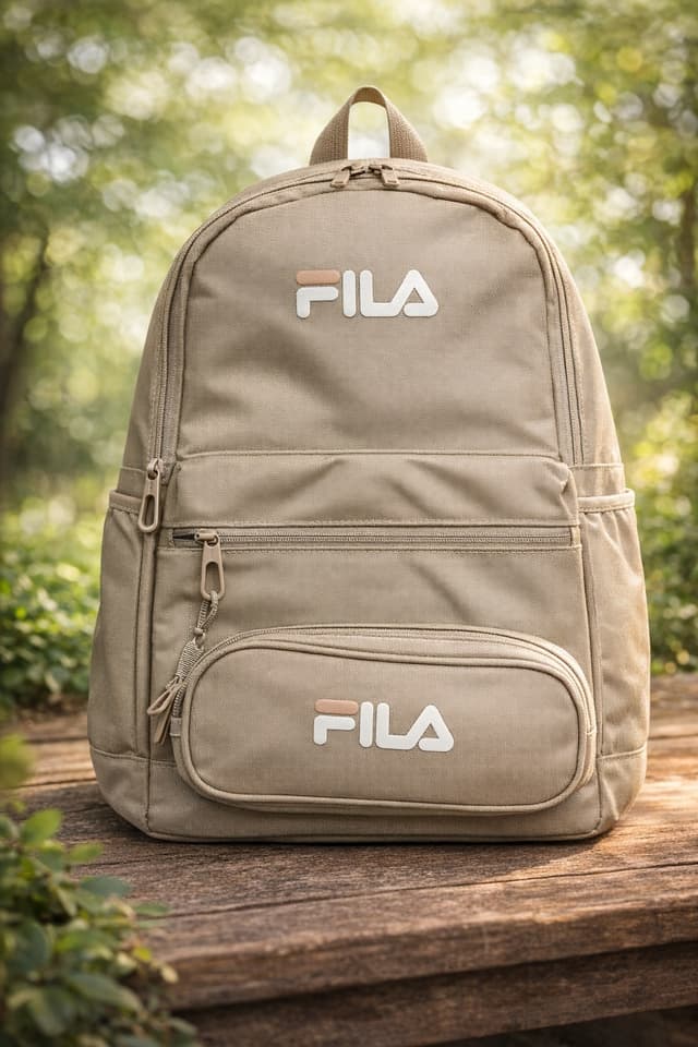 תיק גב FILA בעל 2 תאים וקלמר 2 תאים צבע מוקה קונים רק באטרקציה מהיבואן לצרכן