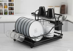 מתקן לייבוש כלים שחור 2 קומות – סדר וסטייל במטבח קונים רק באטרקציה מהיבואן לצרכן