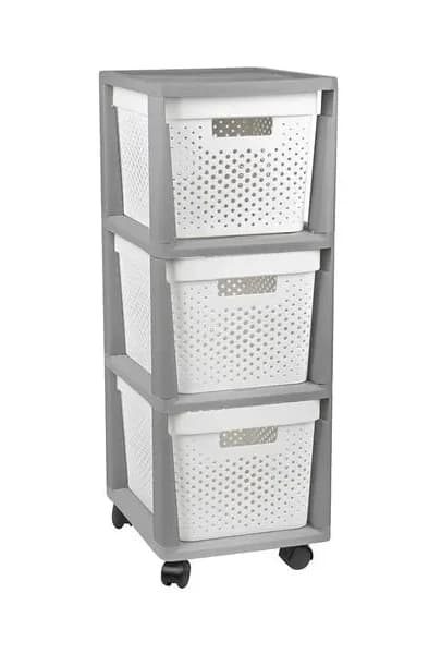 עגלת אחסון 3 סלסלות על גלגלים – ניידת ונוחה קונים רק באטרקציה מהיבואן לצרכן