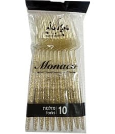 חבילה 10 מזלגות חד פעמי מהודרות - זהב / כסף נצנץ קונים רק באטרקציה מהיבואן לצרכן