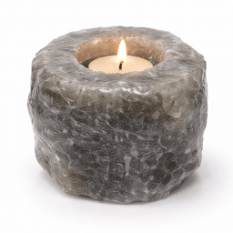 פמוט מלח אפור מעוצב 7X7.5 ס"מ – אווירה טבעית ונינוחה קונים רק באטרקציה מהיבואן לצרכן
