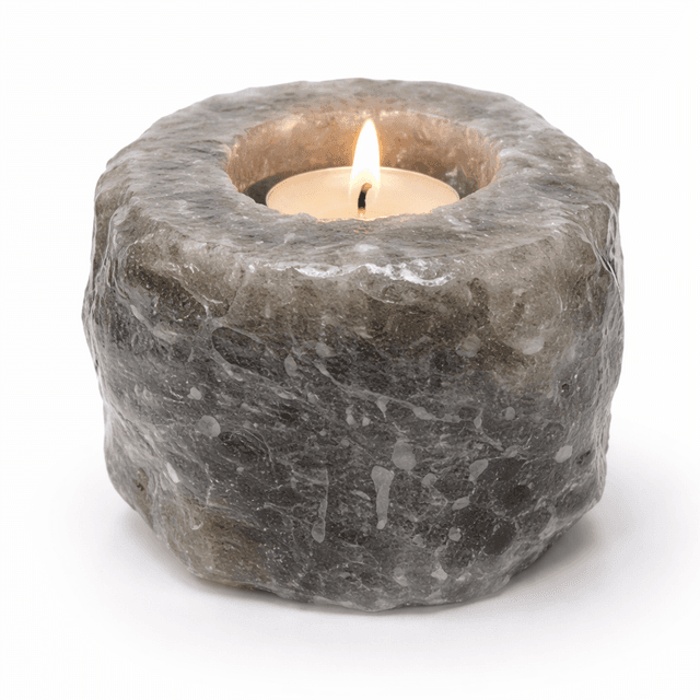פמוט מלח אפור מעוצב 7X7.5 ס"מ – אווירה טבעית ונינוחה קונים רק באטרקציה מהיבואן לצרכן