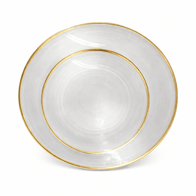 סט 16 צלחות פלסטיק שקופות עם פס זהב – יוקרה ללא מאמץ קונים רק באטרקציה מהיבואן לצרכן