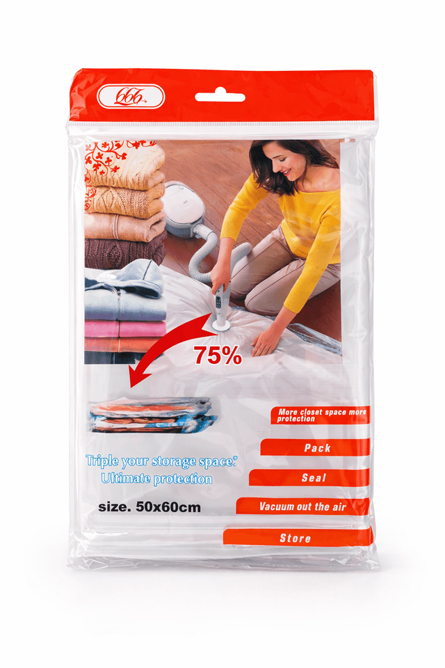 שקיות וואקום לאחסון 50X60 ס"מ – חיסכון של 75% במקום קונים רק באטרקציה מהיבואן לצרכן