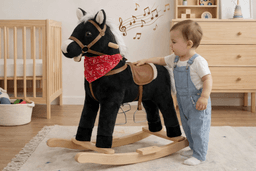 סוס נדנדה שחור לפעוטות - חוויה מוזיקלית מהנה קונים רק באטרקציה מהיבואן לצרכן