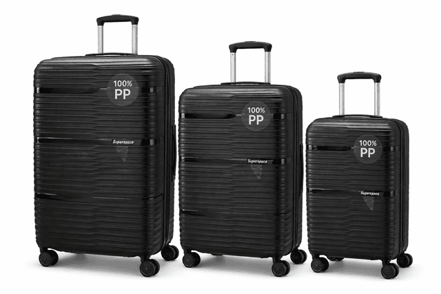 סט 3 מזוודות PP Zipper 2 שחור – עמידות וגמישות לנסיעות קונים רק באטרקציה מהיבואן לצרכן