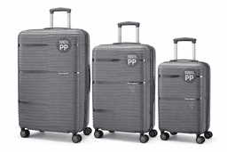 סט 3 מזוודות PP Zipper 2 אפור – עמידות וגמישות לנסיעות קונים רק באטרקציה מהיבואן לצרכן