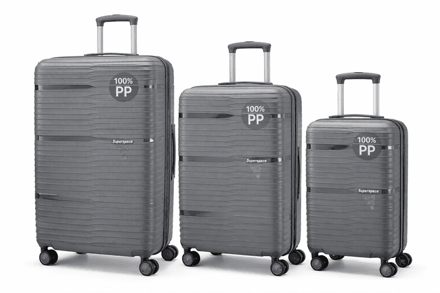 סט 3 מזוודות PP Zipper 2 אפור – עמידות וגמישות לנסיעות קונים רק באטרקציה מהיבואן לצרכן