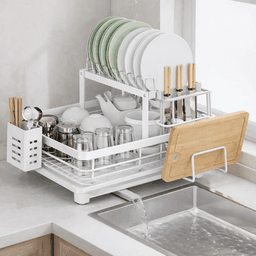 מייבש כלים לבן דו-קומתי – פתרון אחסון חכם וניקוז מהיר קונים רק באטרקציה מהיבואן לצרכן