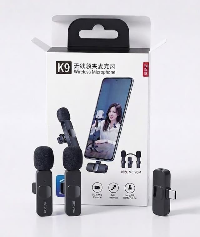 סט 2 מיקרופונים דש אלחוטים K9 – סאונד מקצועי לסרטונים קונים רק באטרקציה מהיבואן לצרכן