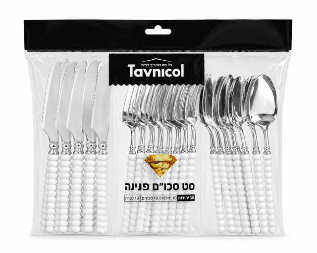 סט סכו״ם פנינה חד פעמי 30 חלקים – לבן פנינה קונים רק באטרקציה מהיבואן לצרכן