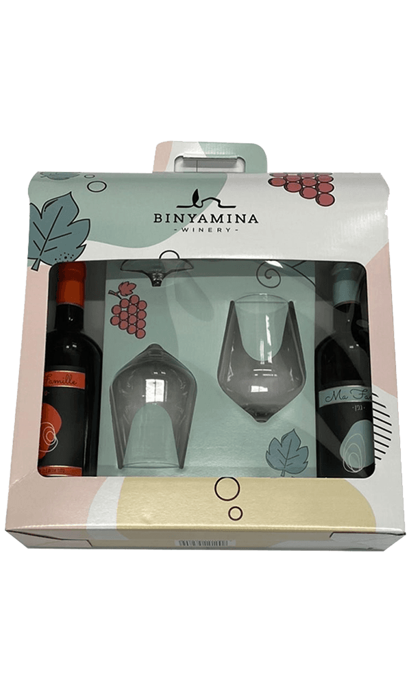 מארז בנימינה מה פאמי + 2 כוסות | בנא משקאות