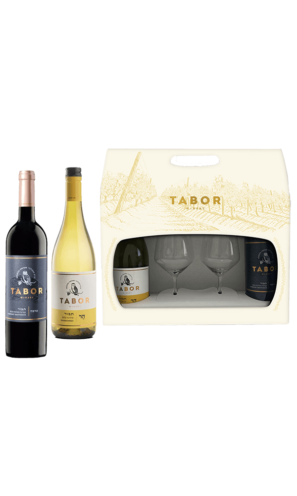 מארז יינות תבור + כוסות | בנא משקאות