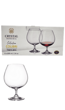 סט 6 כוסות קריסטל בוהמיה קוניאק 690 מ"ל
